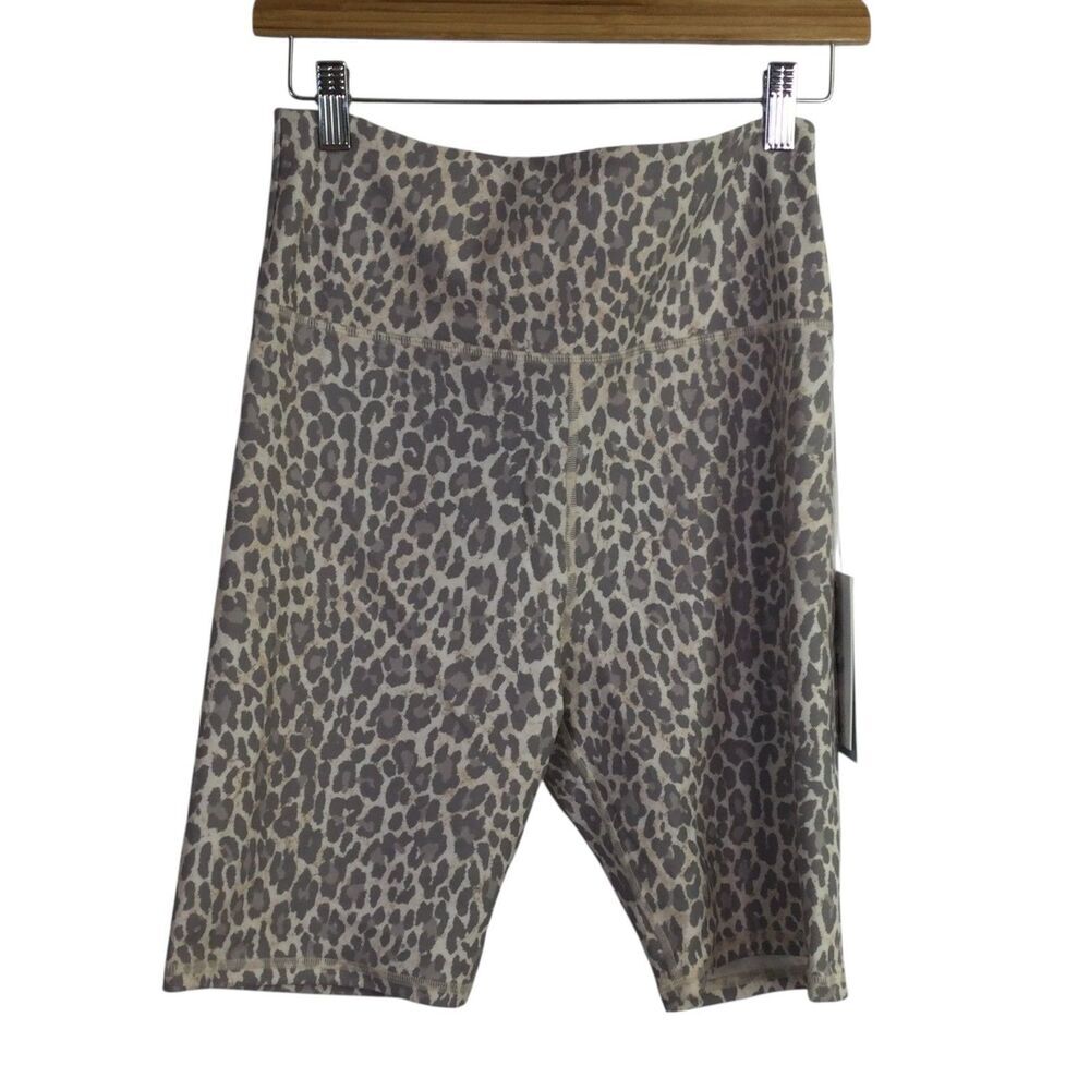 Calme Johnny Was Womens Endurance Biker Shorts Pull-On Leopard Print Size L NWT